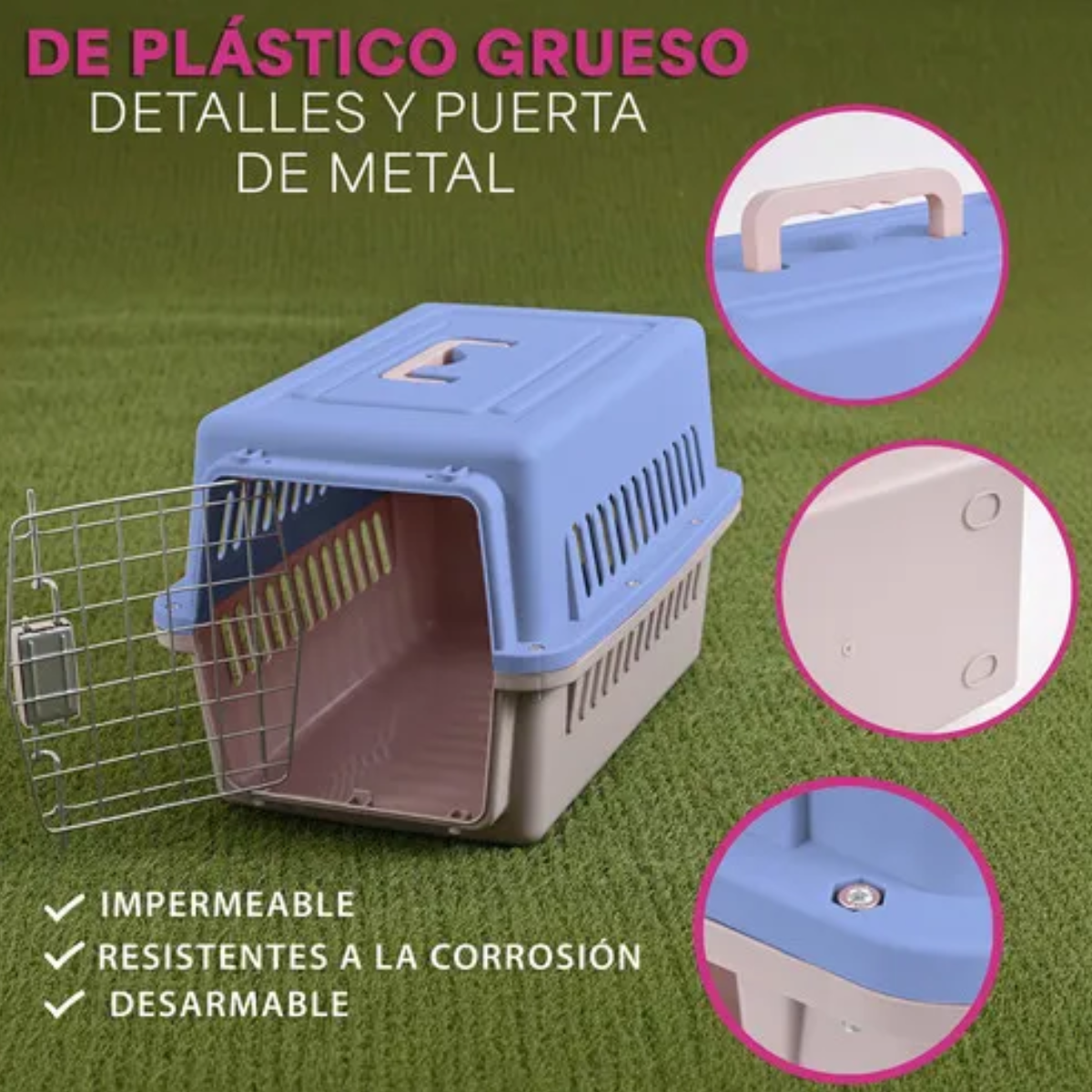 Jaula Transportadora Portátil Para Mascotas Pequeñas Azul claro