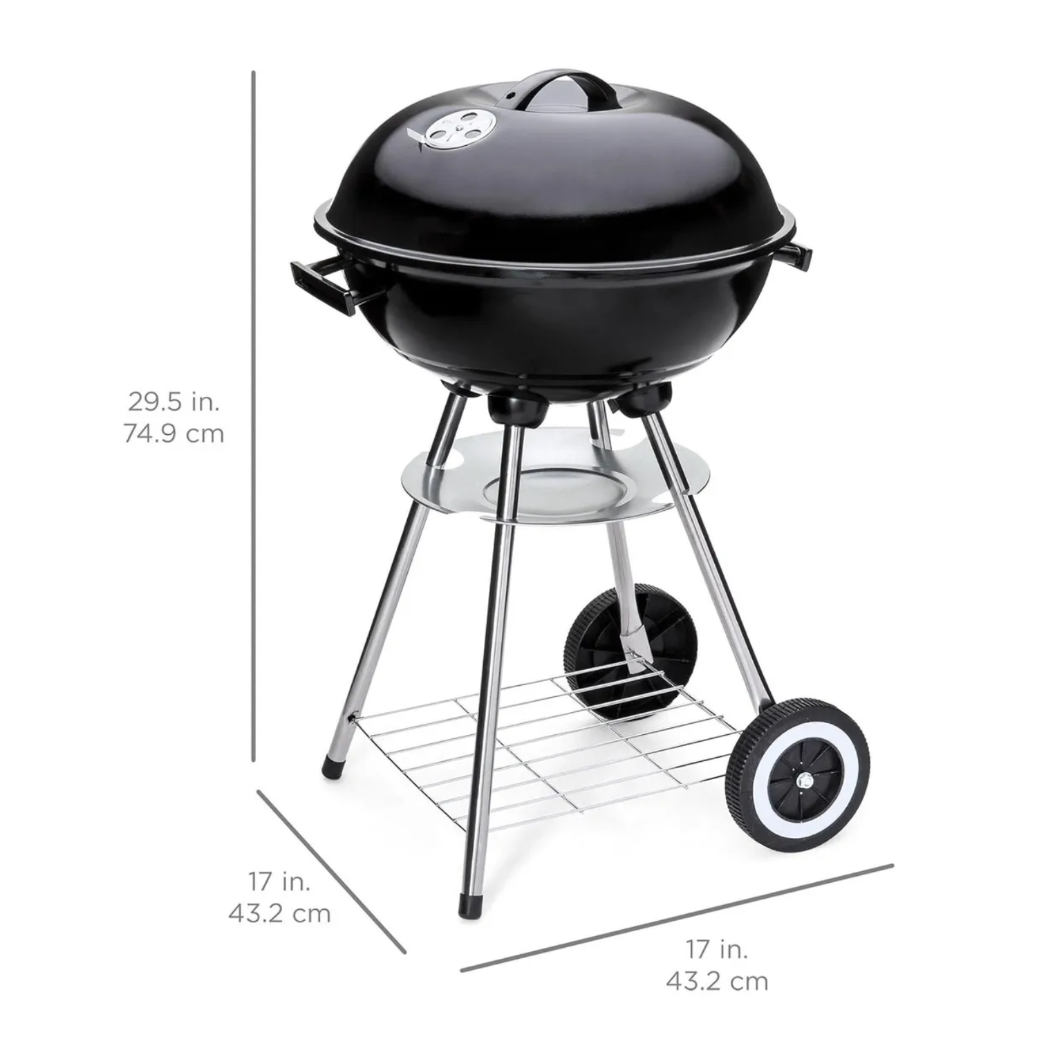 Asador Parrilla Portátil Carbón Acero Inox 18 Pulgadas Color Negro