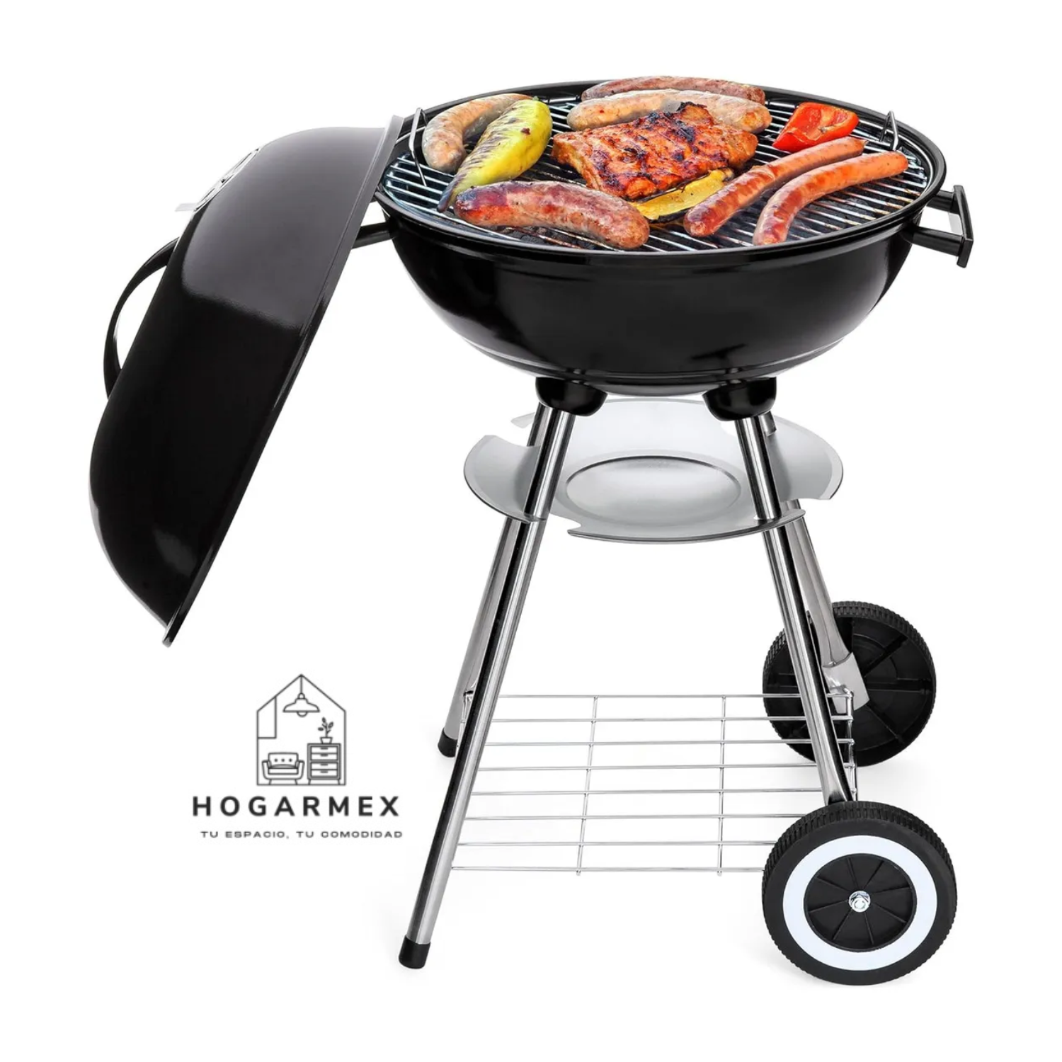 Asador Parrilla Portátil Carbón Acero Inox 18 Pulgadas Color Negro