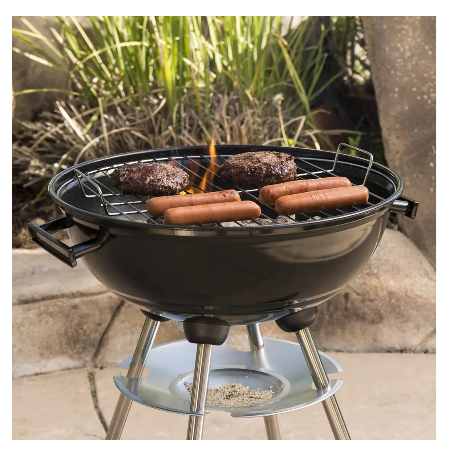 Asador Parrilla Portátil Carbón Acero Inox 18 Pulgadas Color Negro