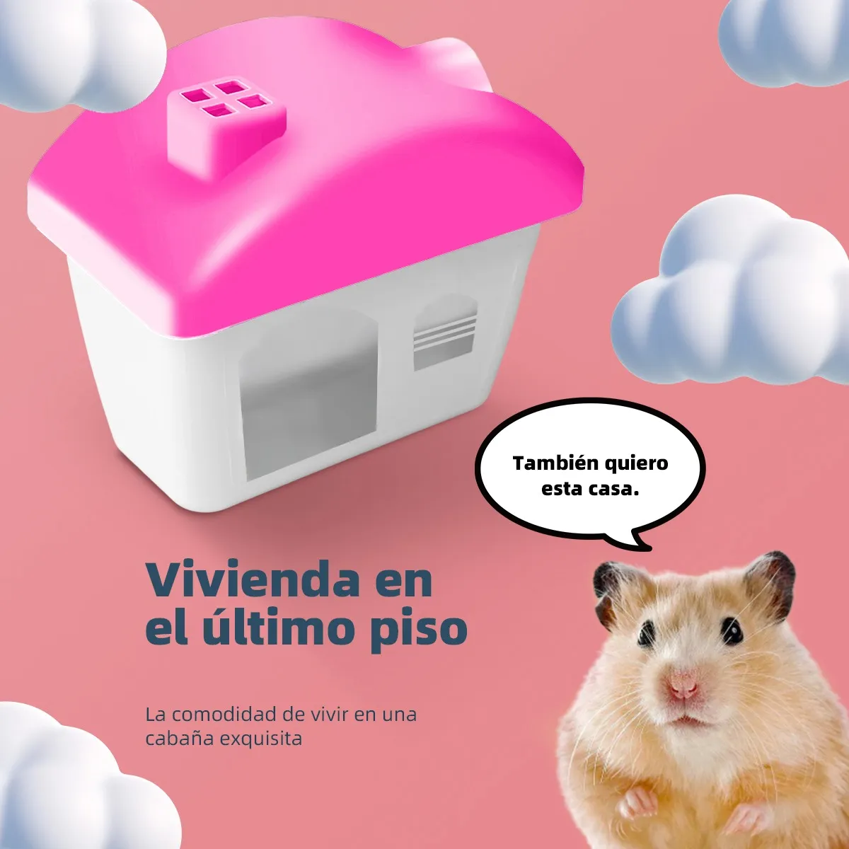 Jaula De Hámster De 3 Pisos Con Tobogán Y Hervidor De Agua Rosa