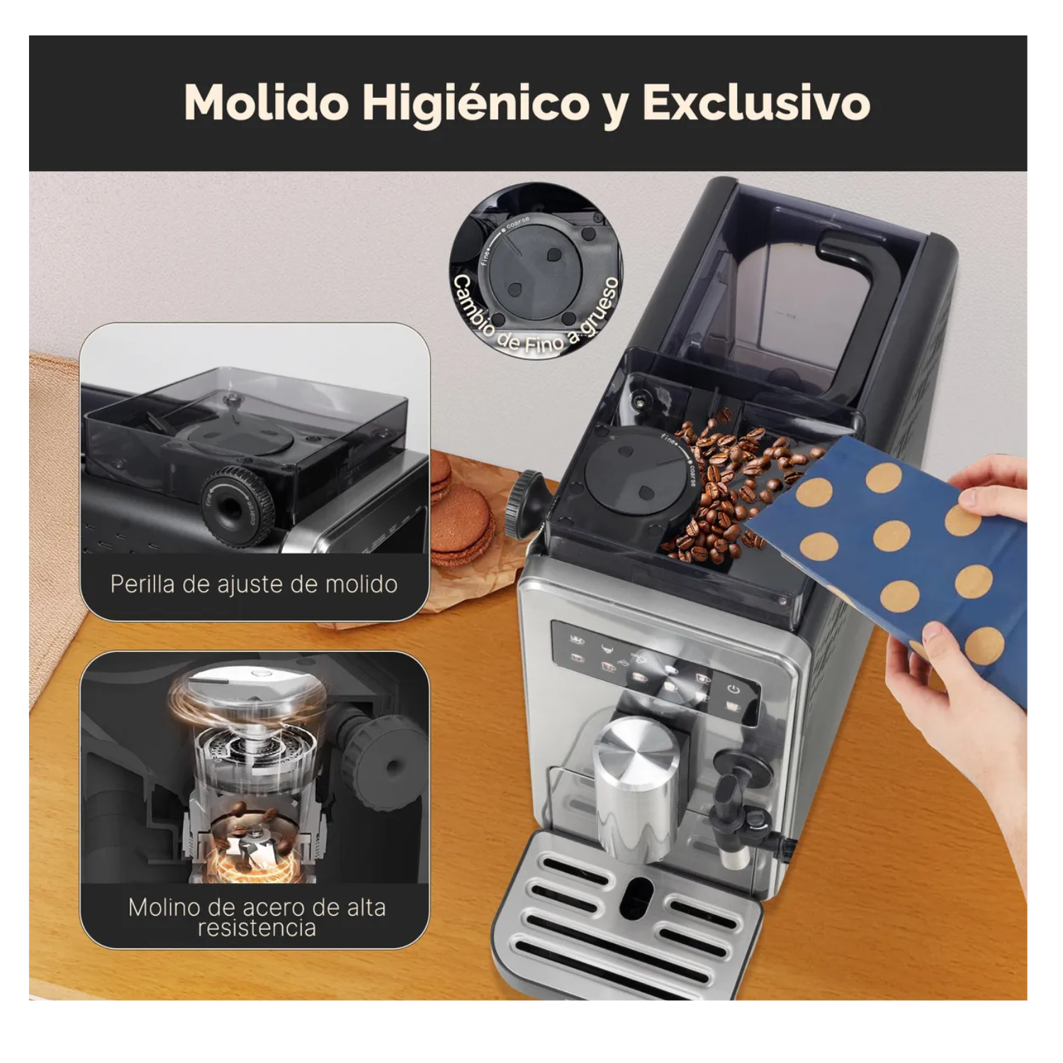 Cafetera Espresso 9 en 1 Superautomática con Molino, Espumador y Pantalla Táctil – Café de Barista en Casa