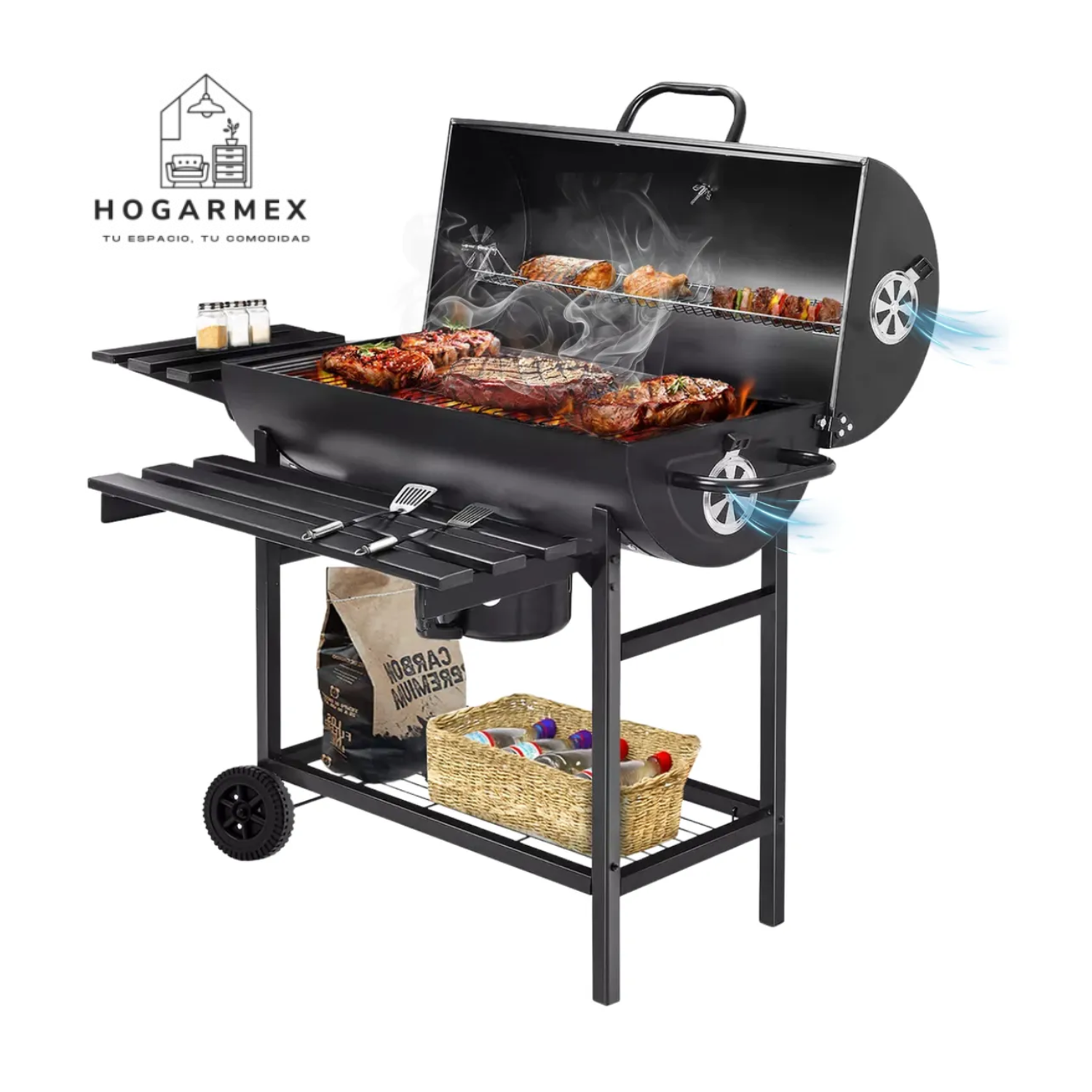 Asador Ahumador De Barril Para Carnes Asadas