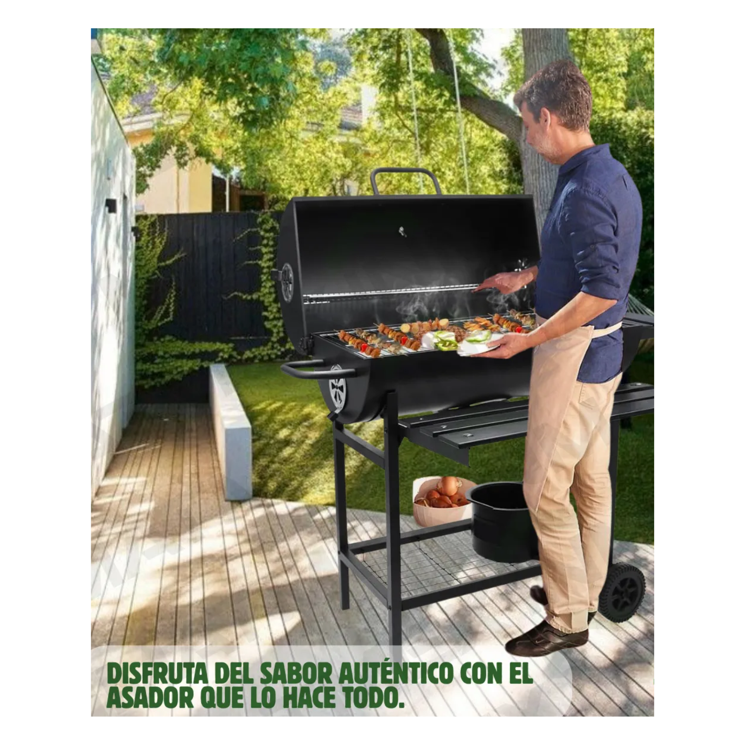 Asador Ahumador De Barril Para Carnes Asadas