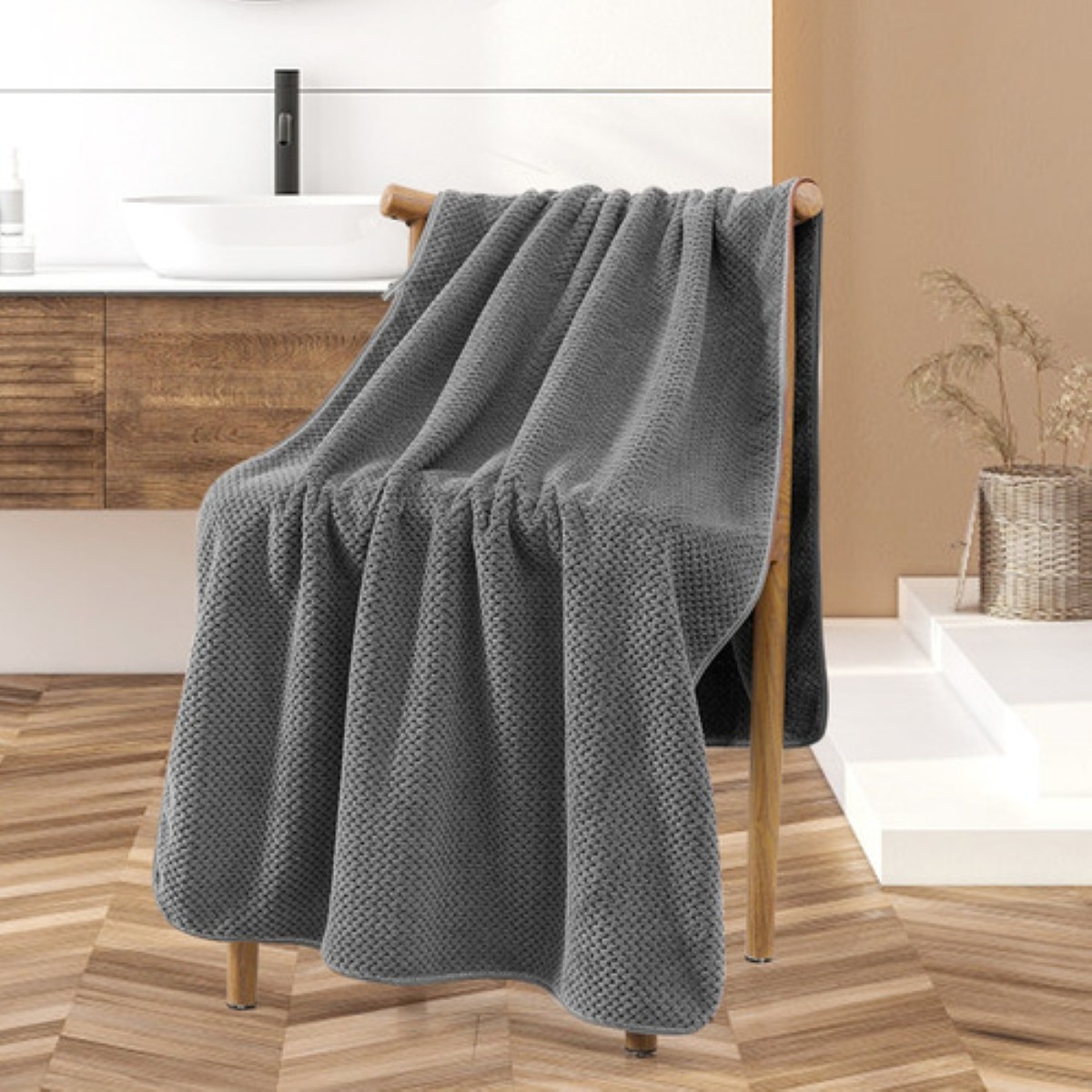 2 Piezas Tuallas Toallas Baño Completo Grande 70×140 Cm Verde
