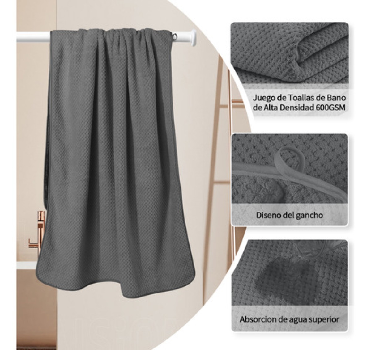 2 Piezas Tuallas Toallas Baño Completo Grande 70×140 Cm Verde
