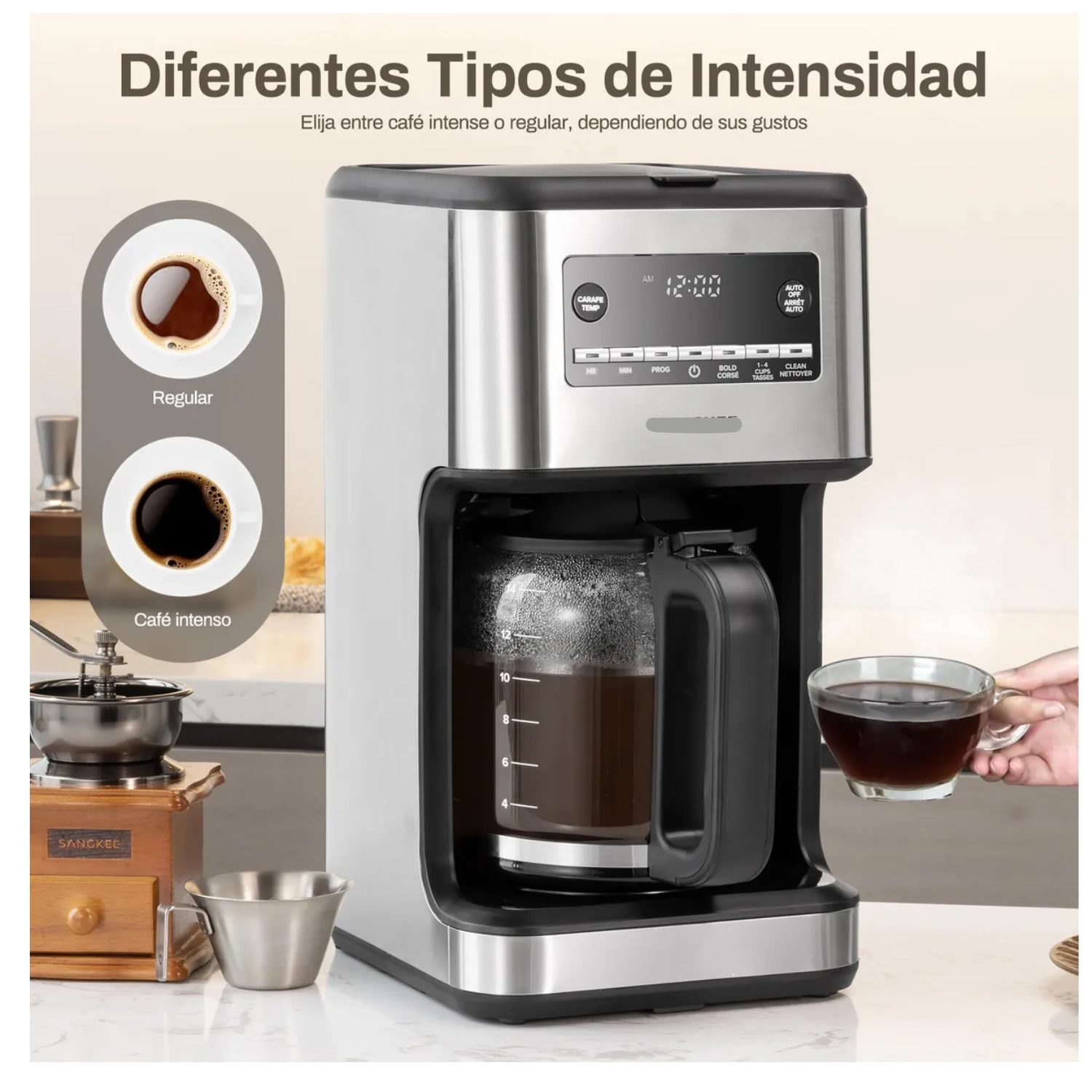 Cafetera de Goteo Programable 14 Tazas con Filtro Permanente y Conservación de Calor 4H – 2.1L