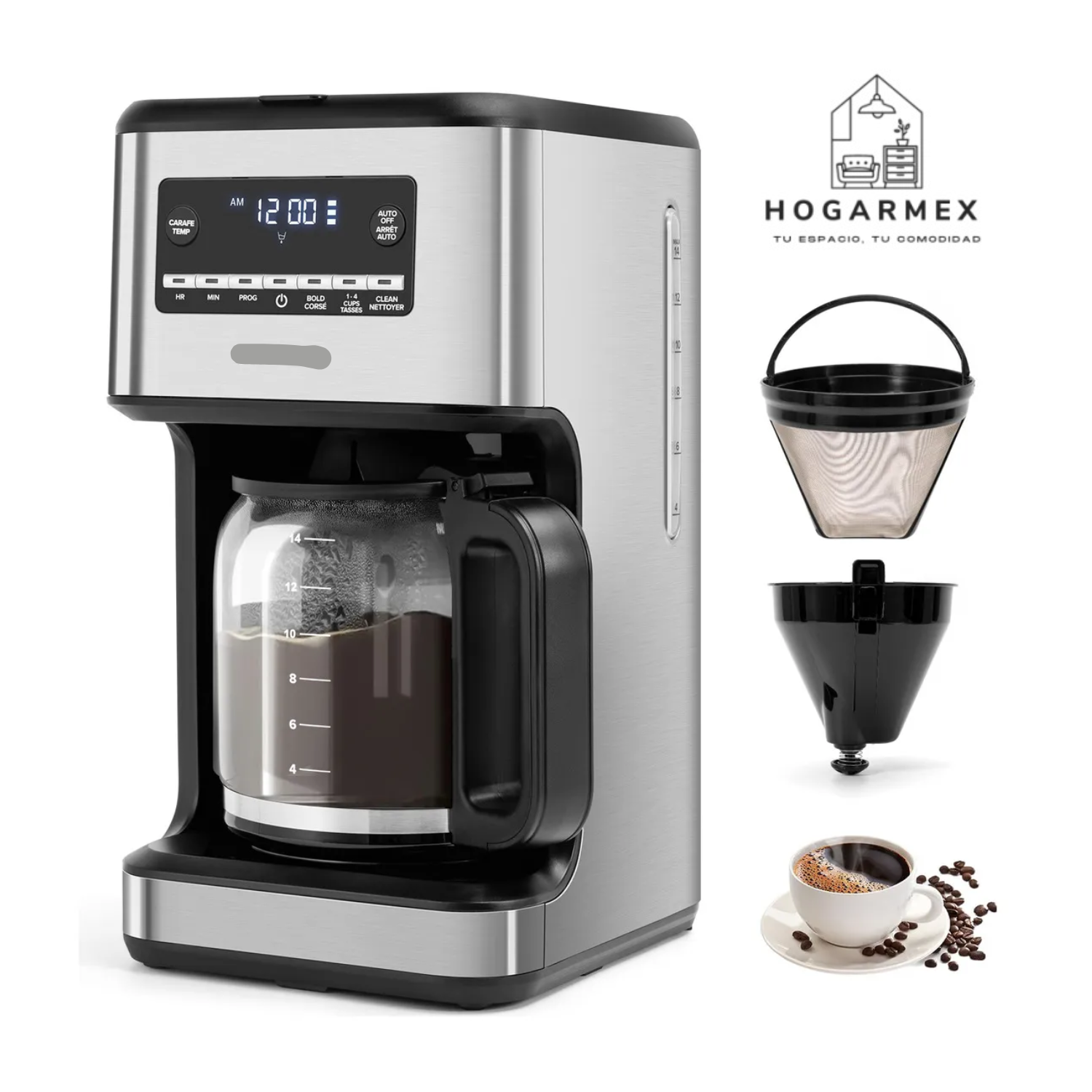 Cafetera de Goteo Programable 14 Tazas con Filtro Permanente y Conservación de Calor 4H – 2.1L