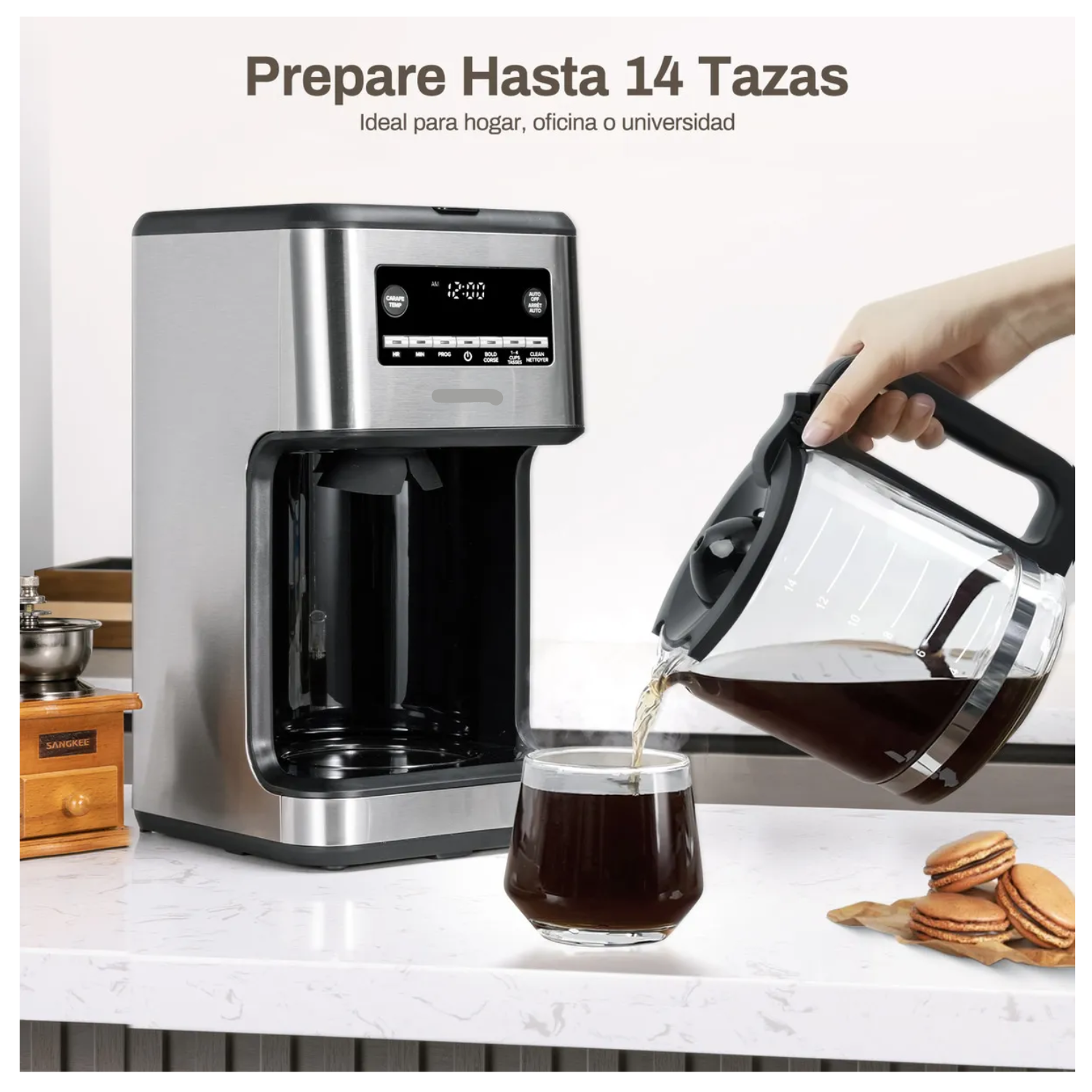 Cafetera de Goteo Programable 14 Tazas con Filtro Permanente y Conservación de Calor 4H – 2.1L