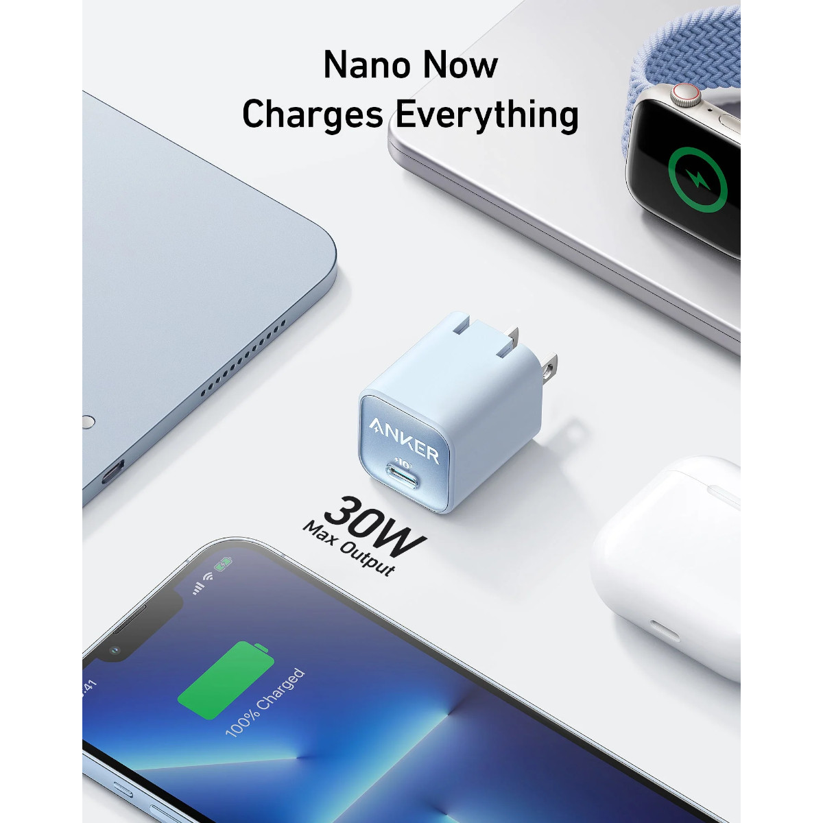 Cargador de Pared Anker 30w USB-C Inteligencia IQ3 Azul