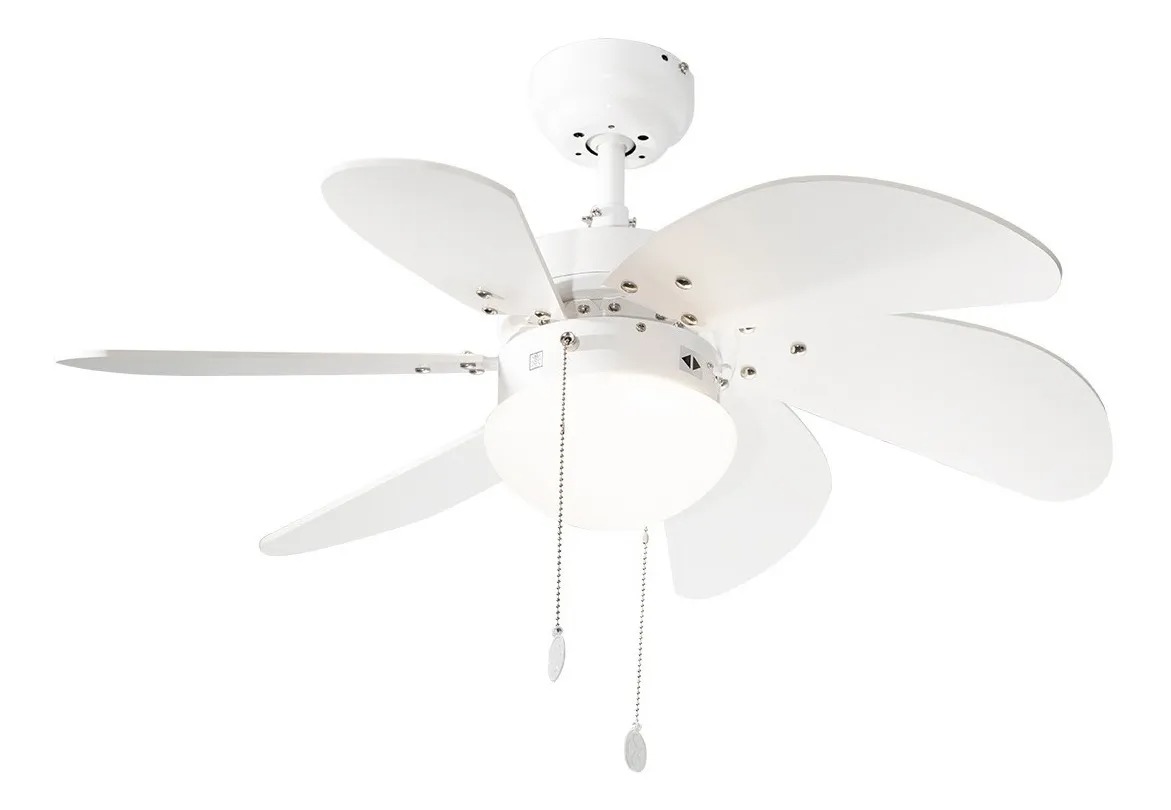 Ventilador De Techo 32 Clásico Blanco 6 Aspas 3 Velocidades Diámetro 81.28 cm Material de las aspas MDF