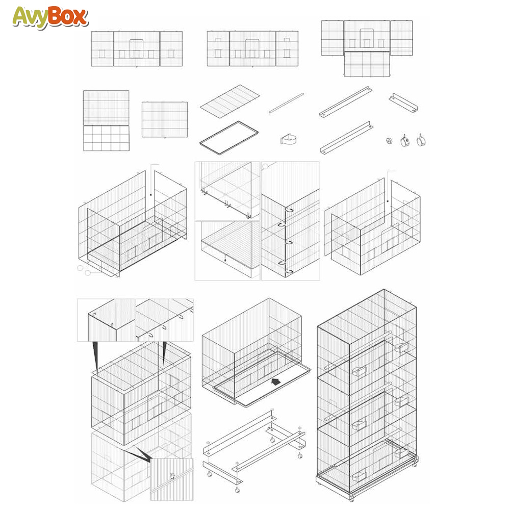 Jaula Amplia Aves C/ruedas Importada 78x48x140cm Monte Verde