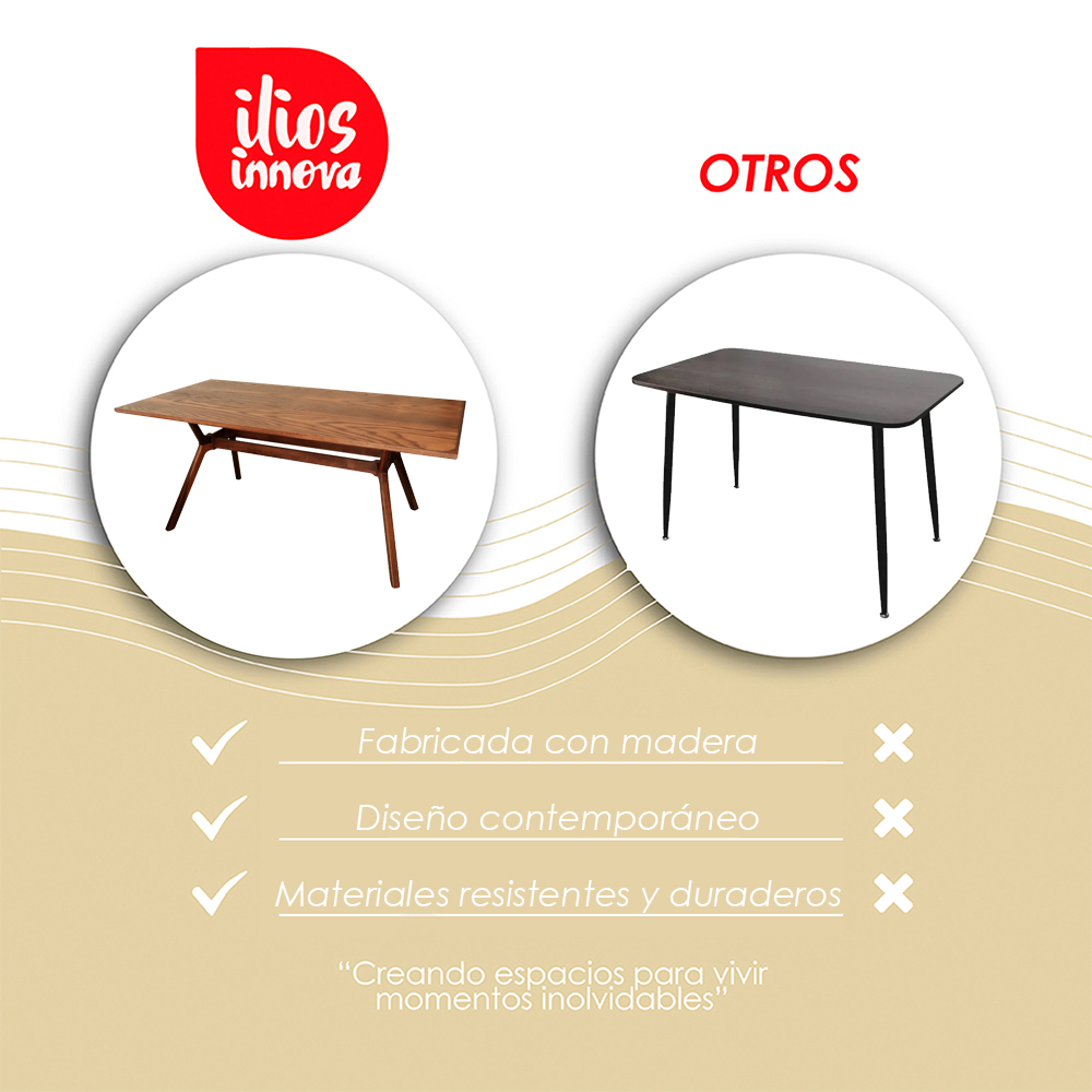 Mesa de comedor París Tabaco para 6 personas estilo escandinavo 