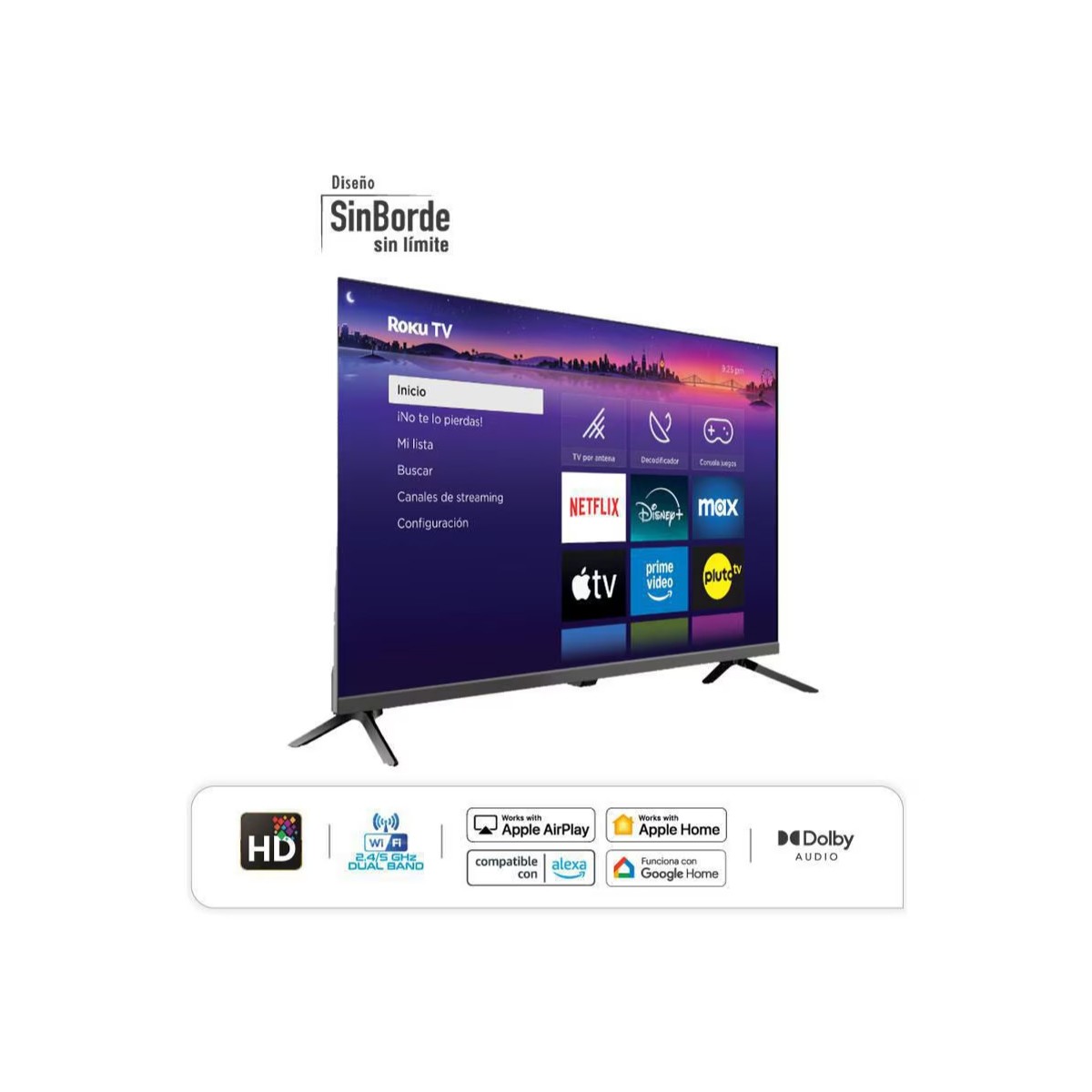 Pantalla Smart TV LED de 40 pulgadas HD HYLED4027RIM con Roku TV