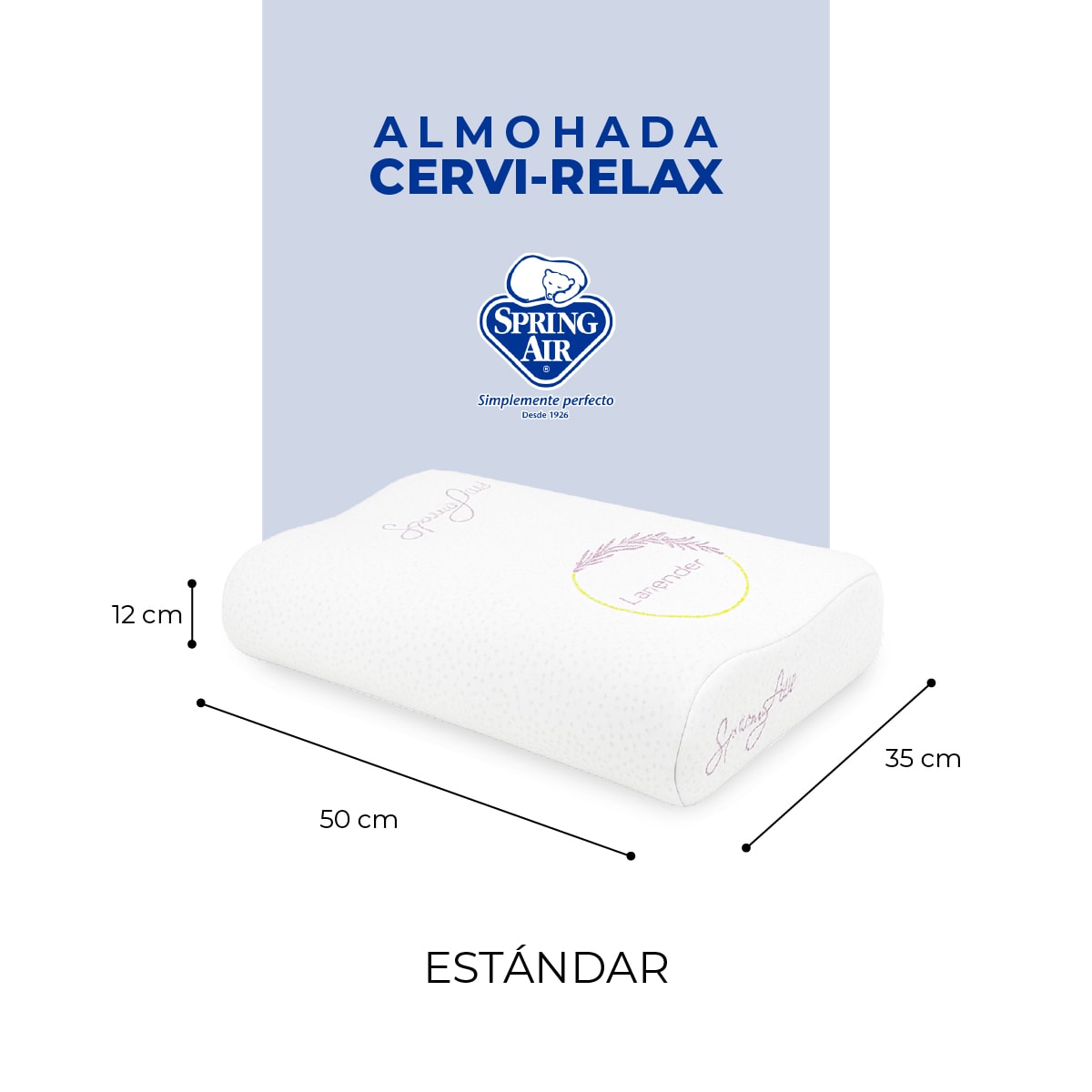 Almohada Cervi-Relax Memory Foam Infusión a Lavanda, Almohada Cervical Para Alinear Columna 