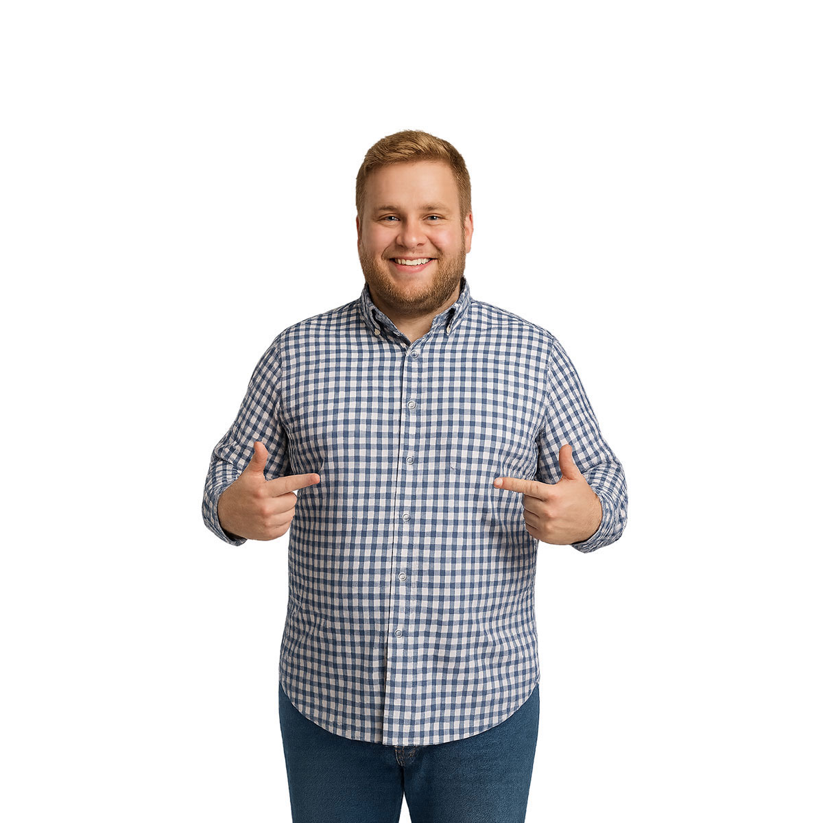 Camisa Big Kong Cuadros Azul Marino Hombre Talla Grande 4XL