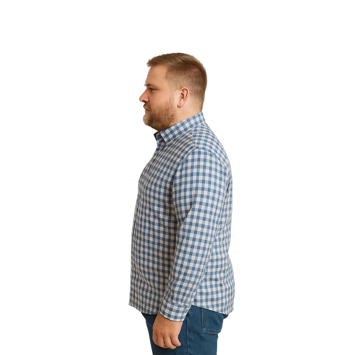 Camisa Big Kong Cuadros Azul Marino Hombre Talla Grande 4XL