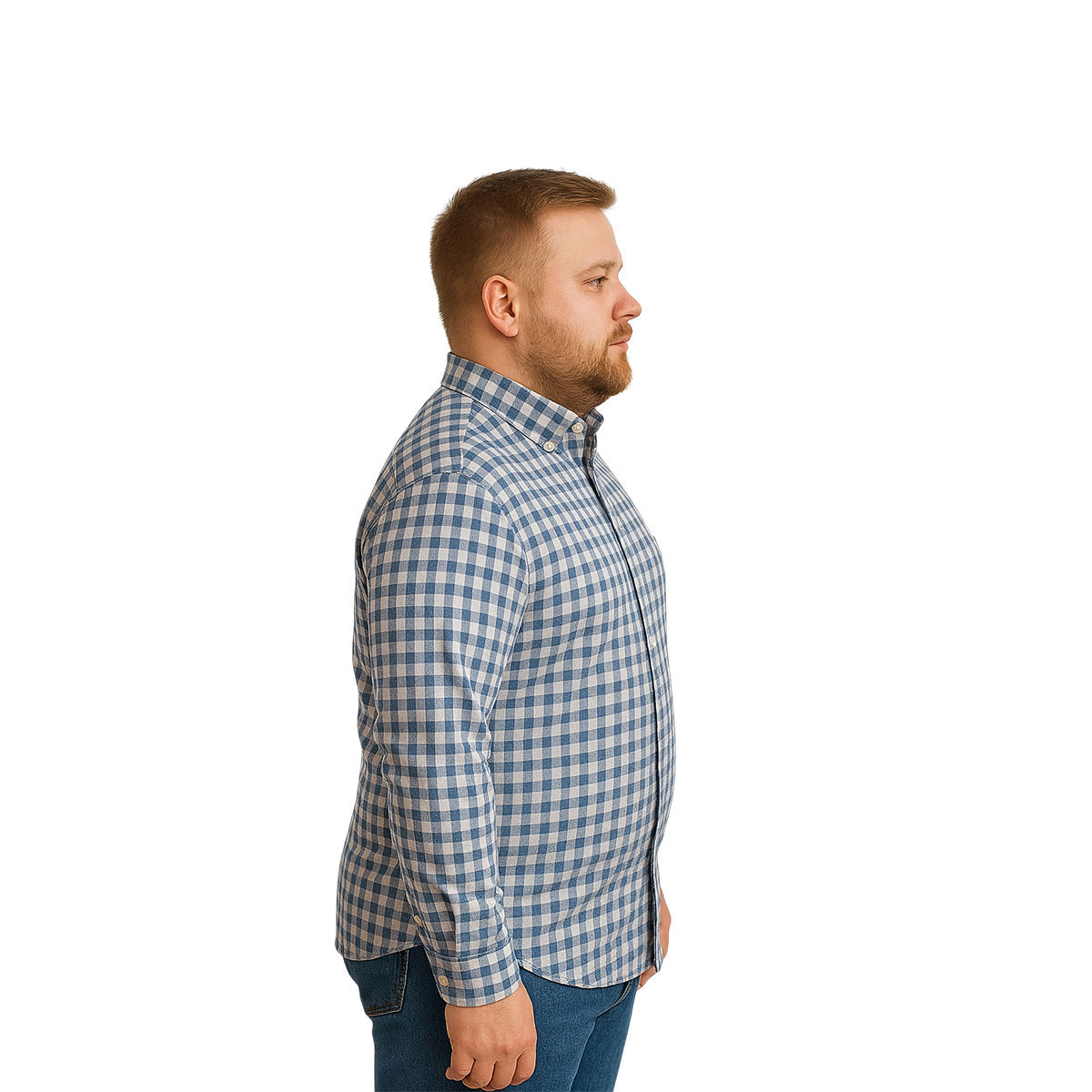 Camisa Big Kong Cuadros Azul Marino Hombre Talla Grande 4XL