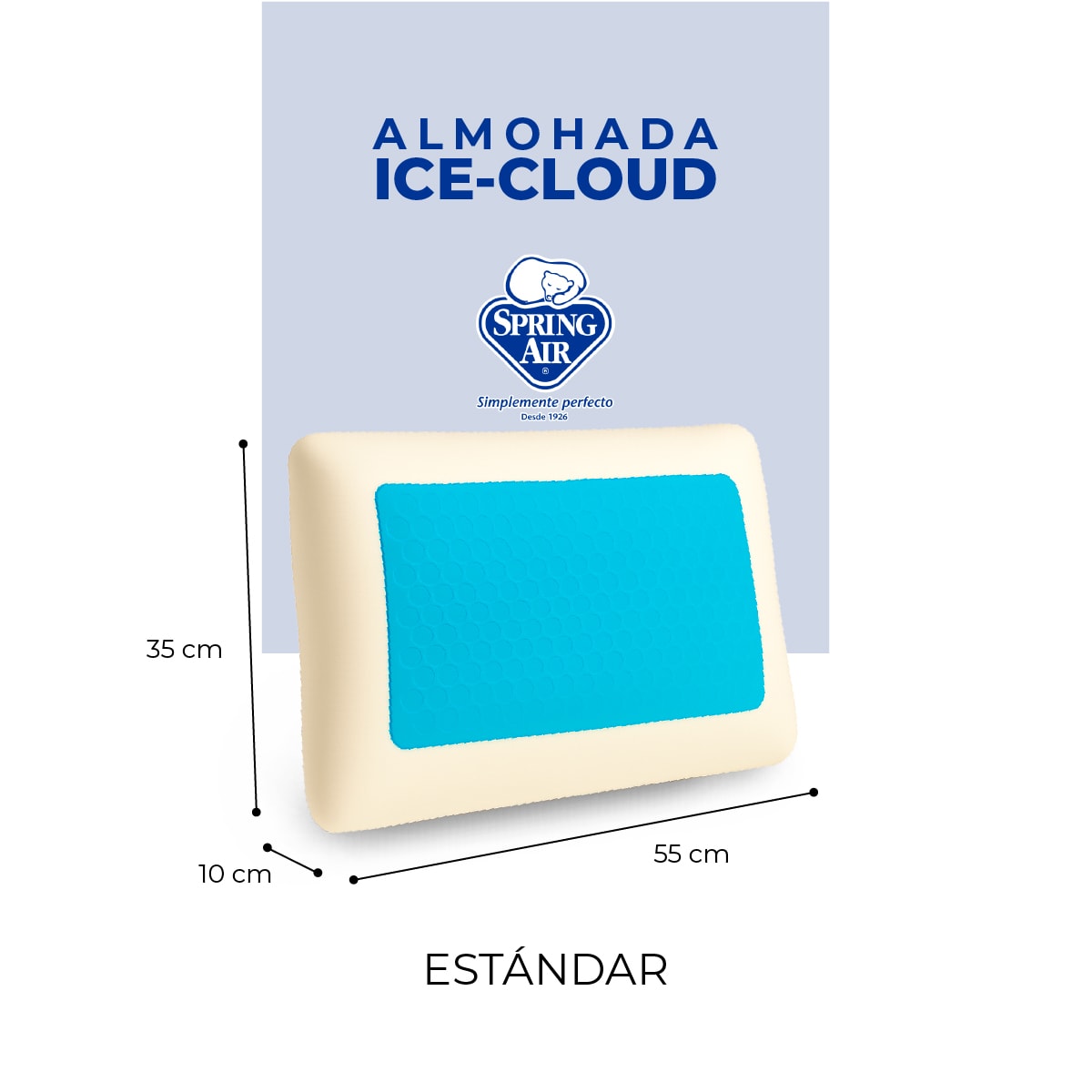 Almohada Memory Foam Ice-Cloud, Almohada Con Placa de Gel Regulador de Temperatura