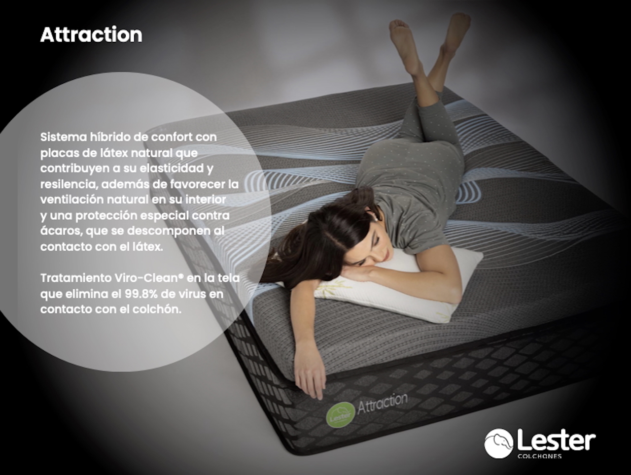 Colchón King Size Lester Attraction color Negro Híbrido Luxury Latex y Memory Foam