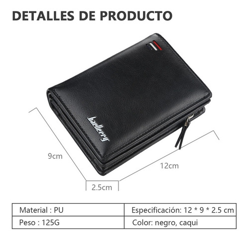 Cartera Baellerry De Cuero Con Monedero Cierre Para Hombre