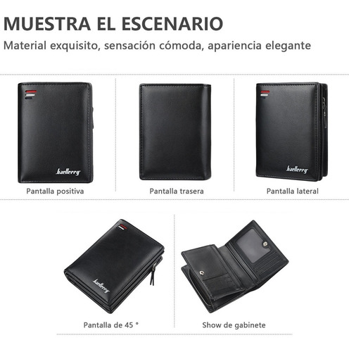 Cartera Baellerry De Cuero Con Monedero Cierre Para Hombre