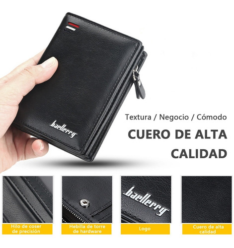 Cartera Baellerry De Cuero Con Monedero Cierre Para Hombre