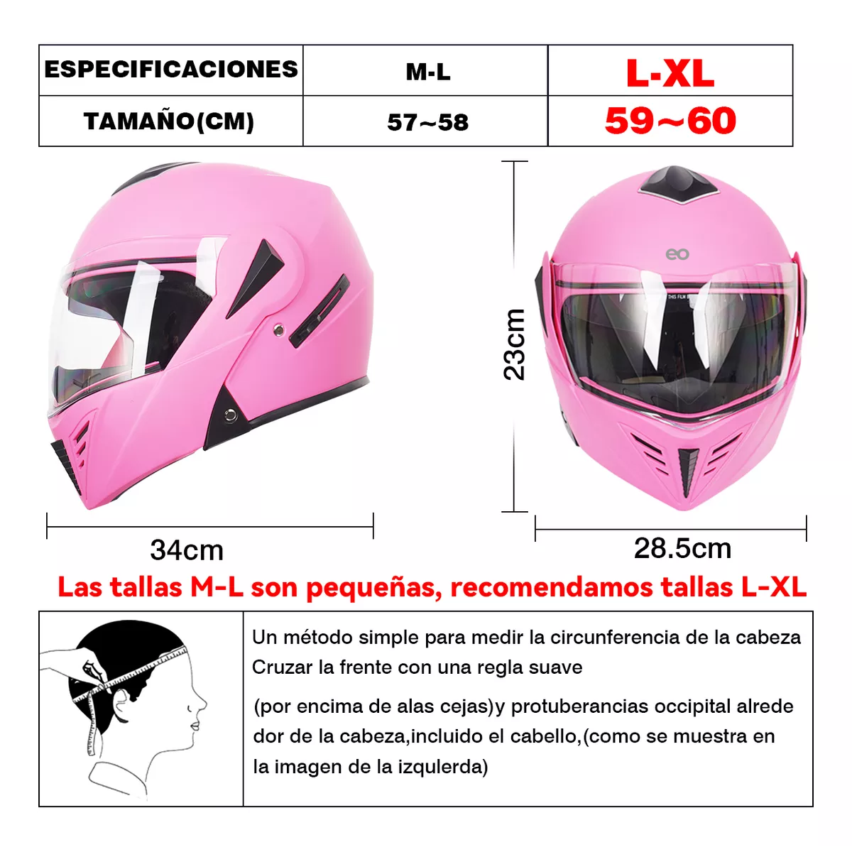 Casco Abatible Certificado Dot Para Moto De Rosa Doble Lente L - XL