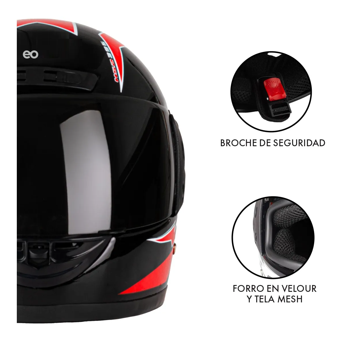 Casco Para Motocicleta Con Visor Protector Talla L Rojo (Dark Red)