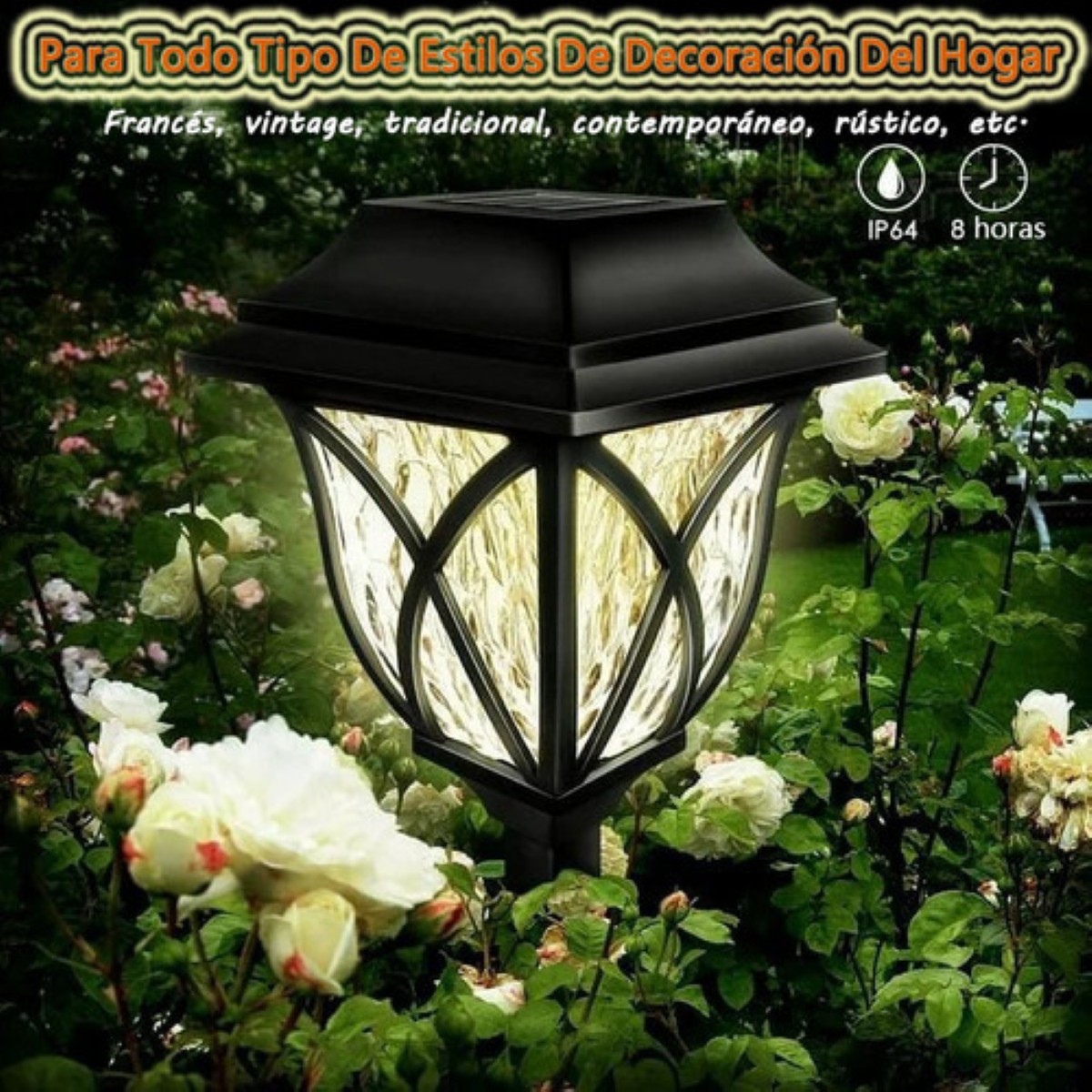 "Luz Solar Impermeable Luz Solar Exterior Más Grandes-6pcs negra "