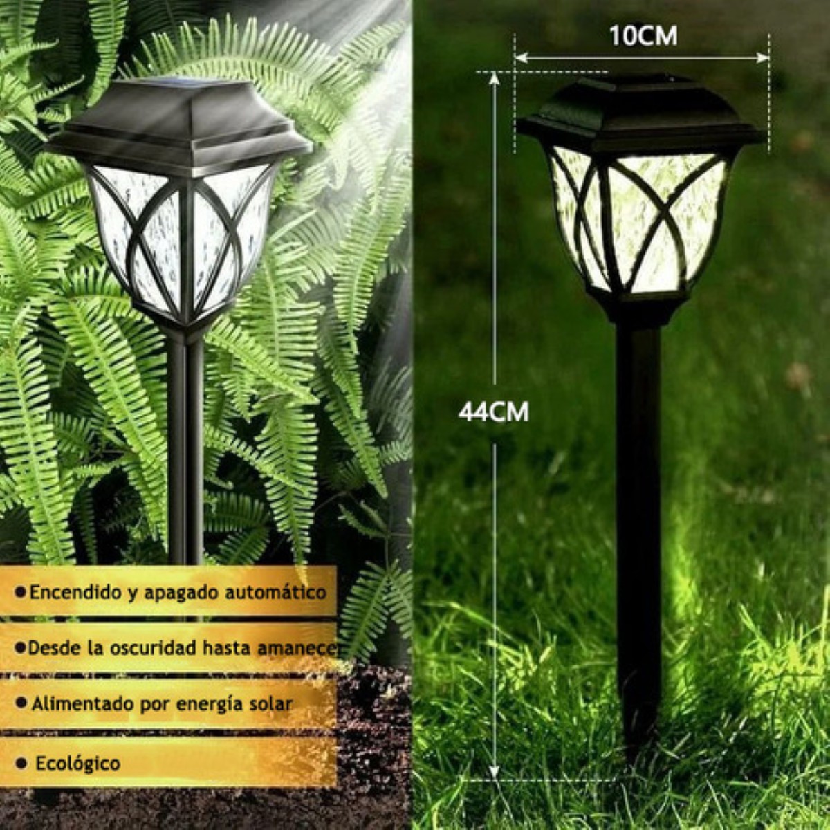 "Luz Solar Impermeable Luz Solar Exterior Más Grandes-6pcs negra "