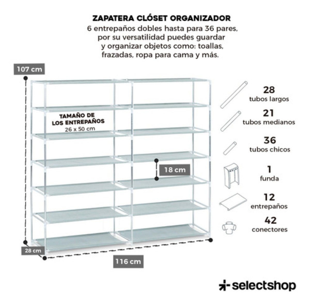 "Zapatera Organizador Mueble Rack Closet Armable Repisas gris "