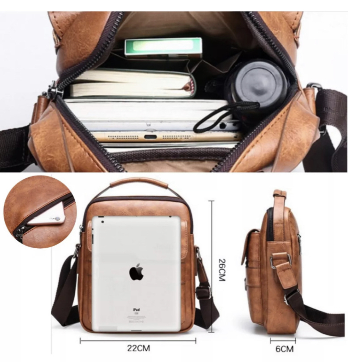 Bolso Mariconera Hombre Maletin Bandoleras Y Billetera Kit