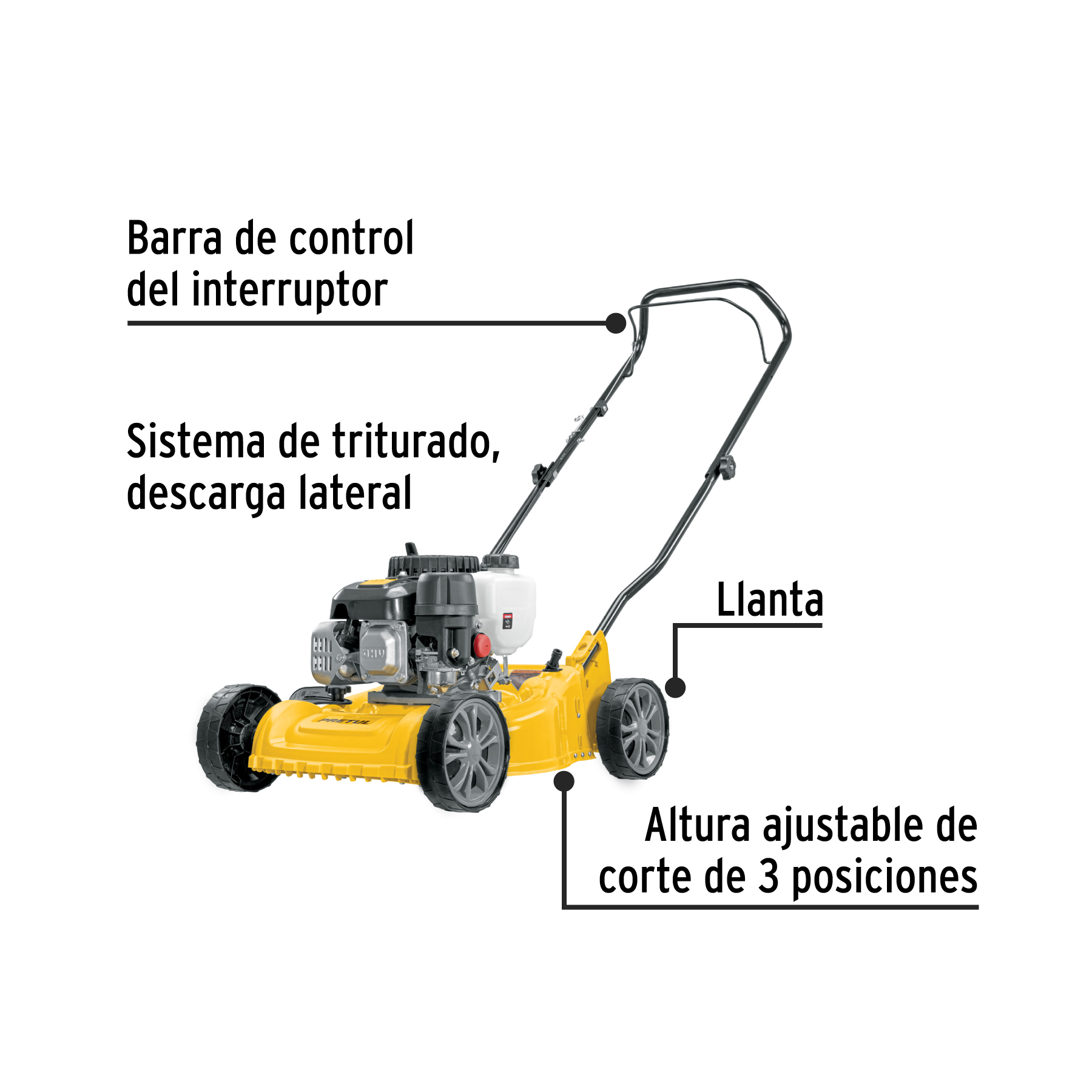 Podadora de carrito con motor de Gasolina de 3 Hp Pretul P-316p Corta poda pasto Césped Jardinería en General 