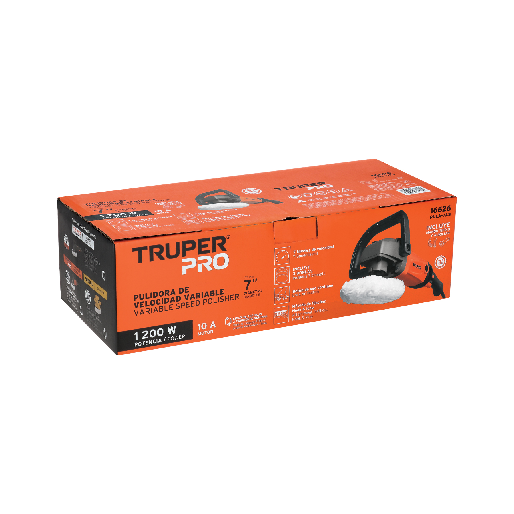 Pulidora 7", 1, 200 W PARA PULIR ENCERAR AUTOS CUIDADO Y BELLEZA AUTOMOTRIZ PULA-7A3 TRUPER 