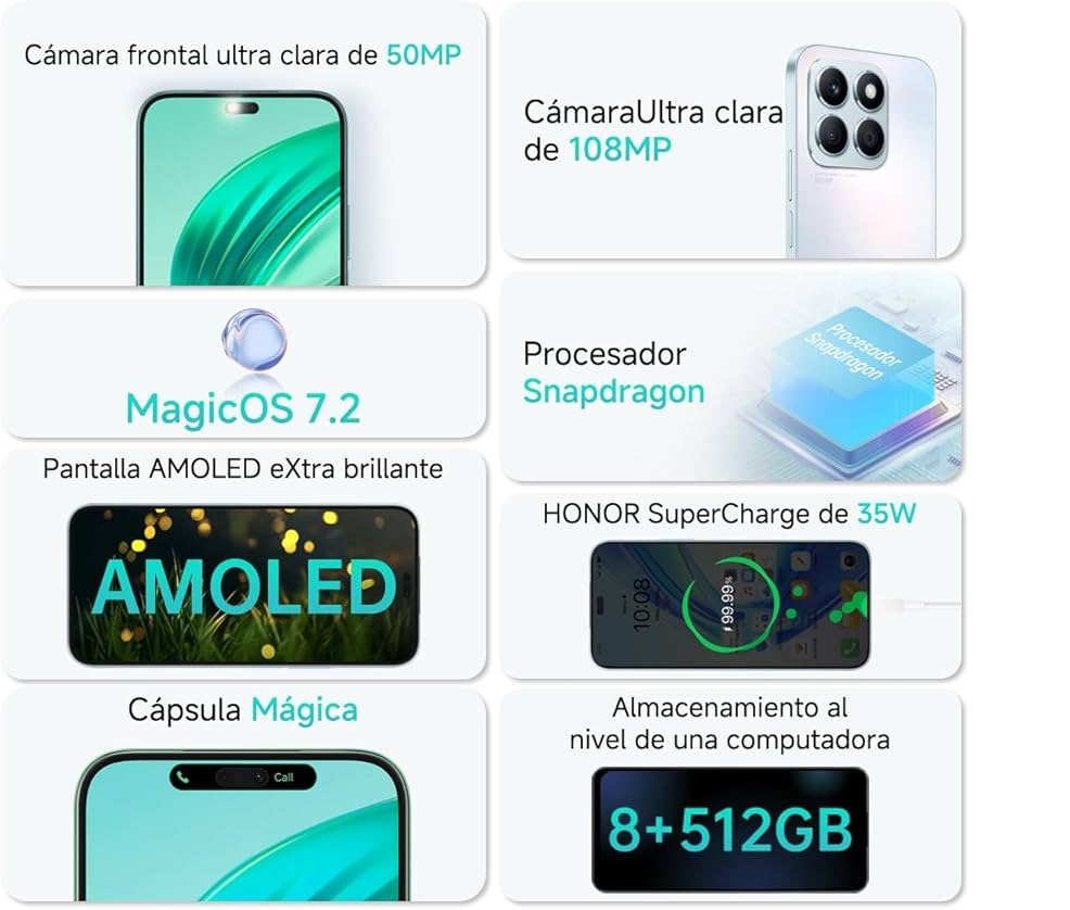 Honor X8B 256GB 8Ram Color Plata Nuevo Libre