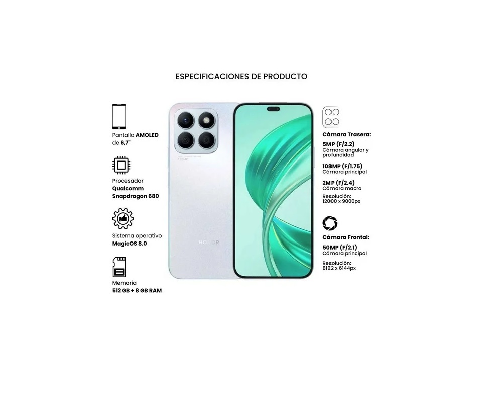 Honor X8B 256GB 8Ram Color Plata Nuevo Libre