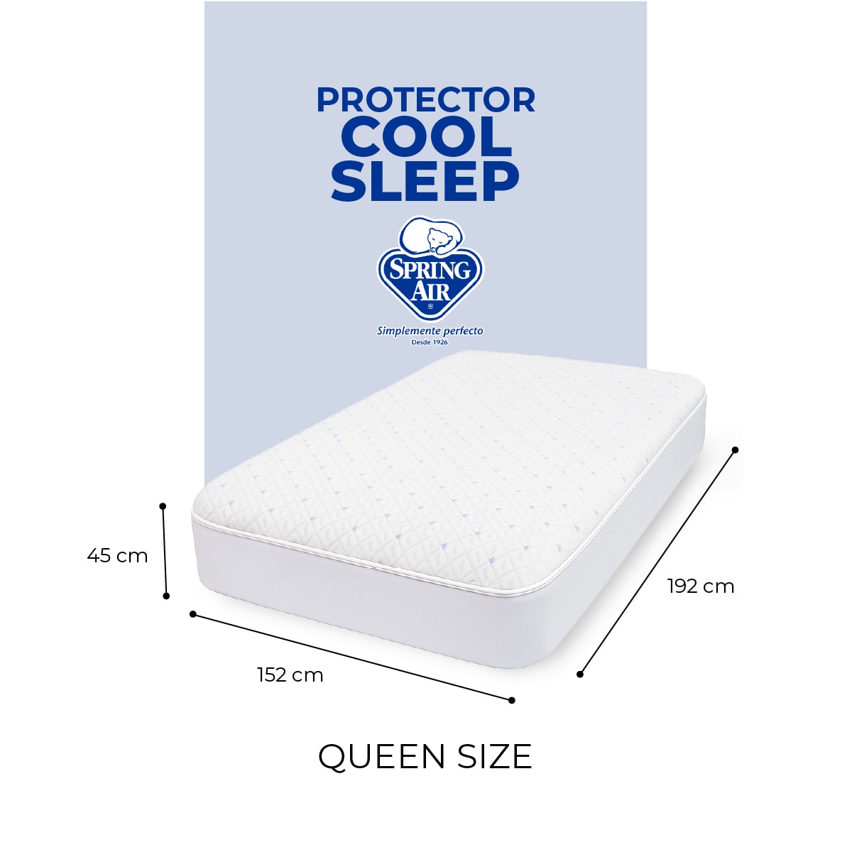 Cubre Colchón Queen Size Cool Sleep. Impermeable e Hipoalergénico, Transpirable y Fresco   