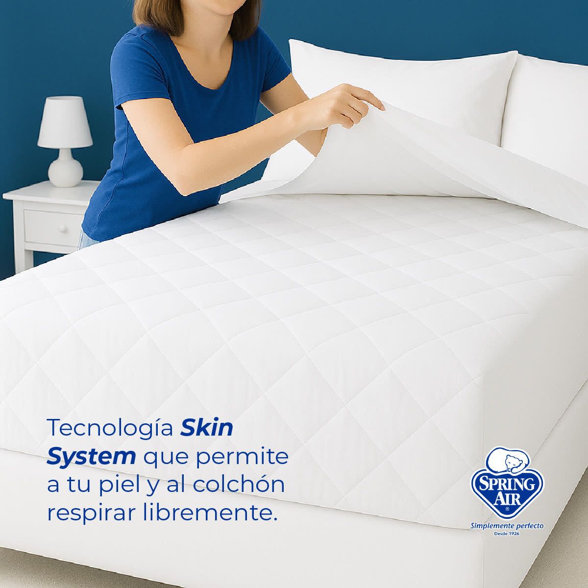 Cubre Colchón Queen Size Dream Top, Extra Confort Tecnología Skin System