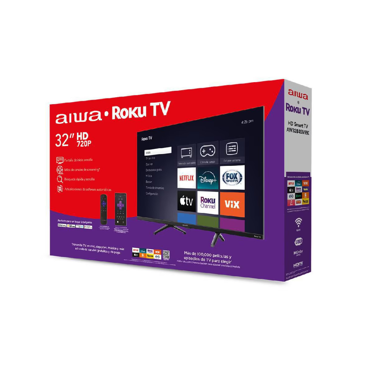Televisión Pantalla 32 Pulgadas Aiwa Roku TV HD AW32B4SMRK