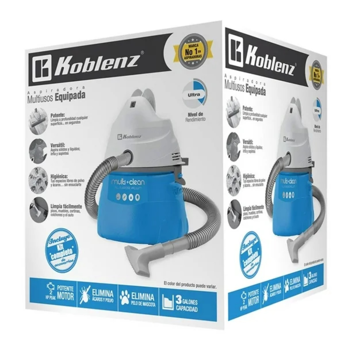 Aspiradora Multiusos Koblenz WD-380 K2B W Polvo-Liquidos 3Gal Blanco/Azul ENDY4