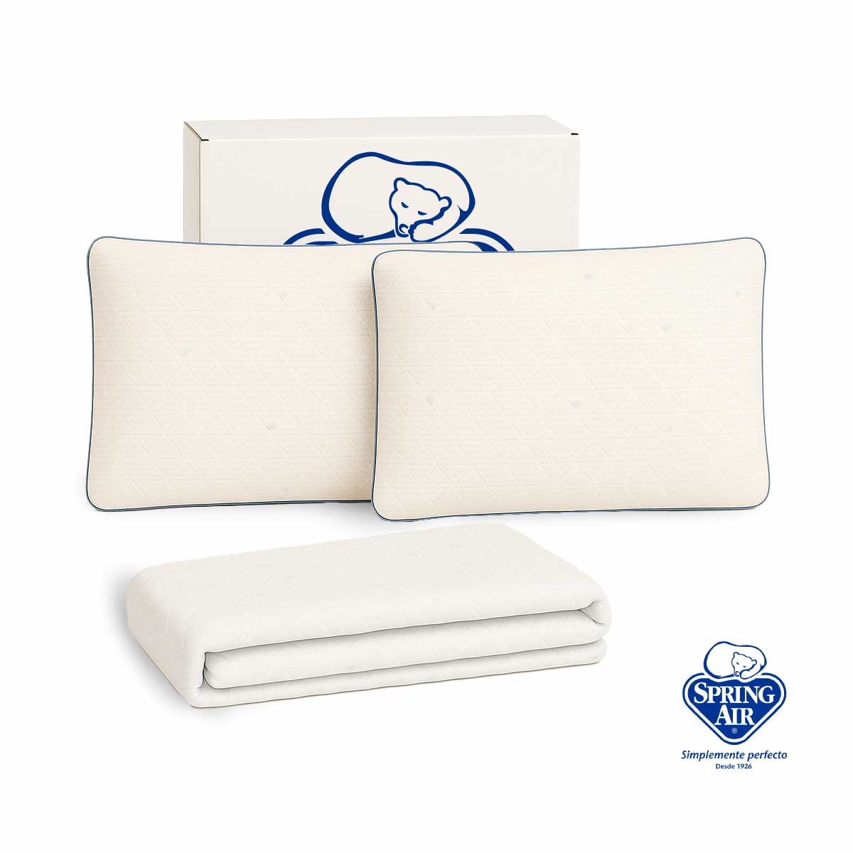 2 Almohadas Cool Sleep + Cubre Colchón Matrimonial Freeze   