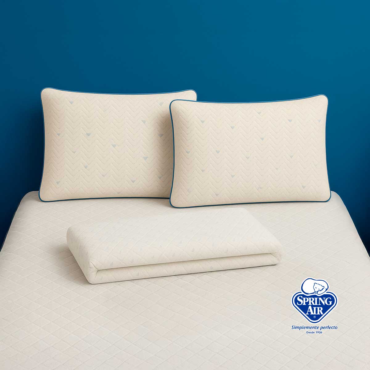 2 Almohadas Cool Sleep + Cubre Colchón Matrimonial Freeze   