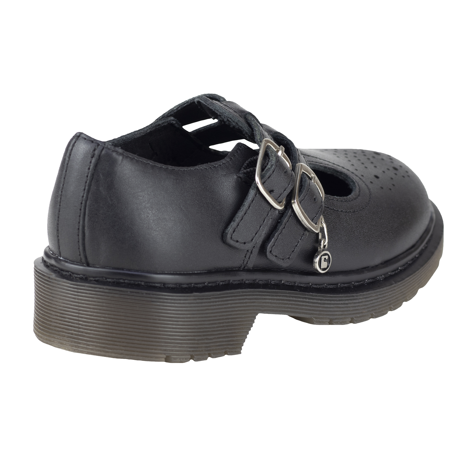 Zapato Escolar Para Niña Coqueta 59003a Negro Doble Hebilla Puente Con Arco Longitudinal