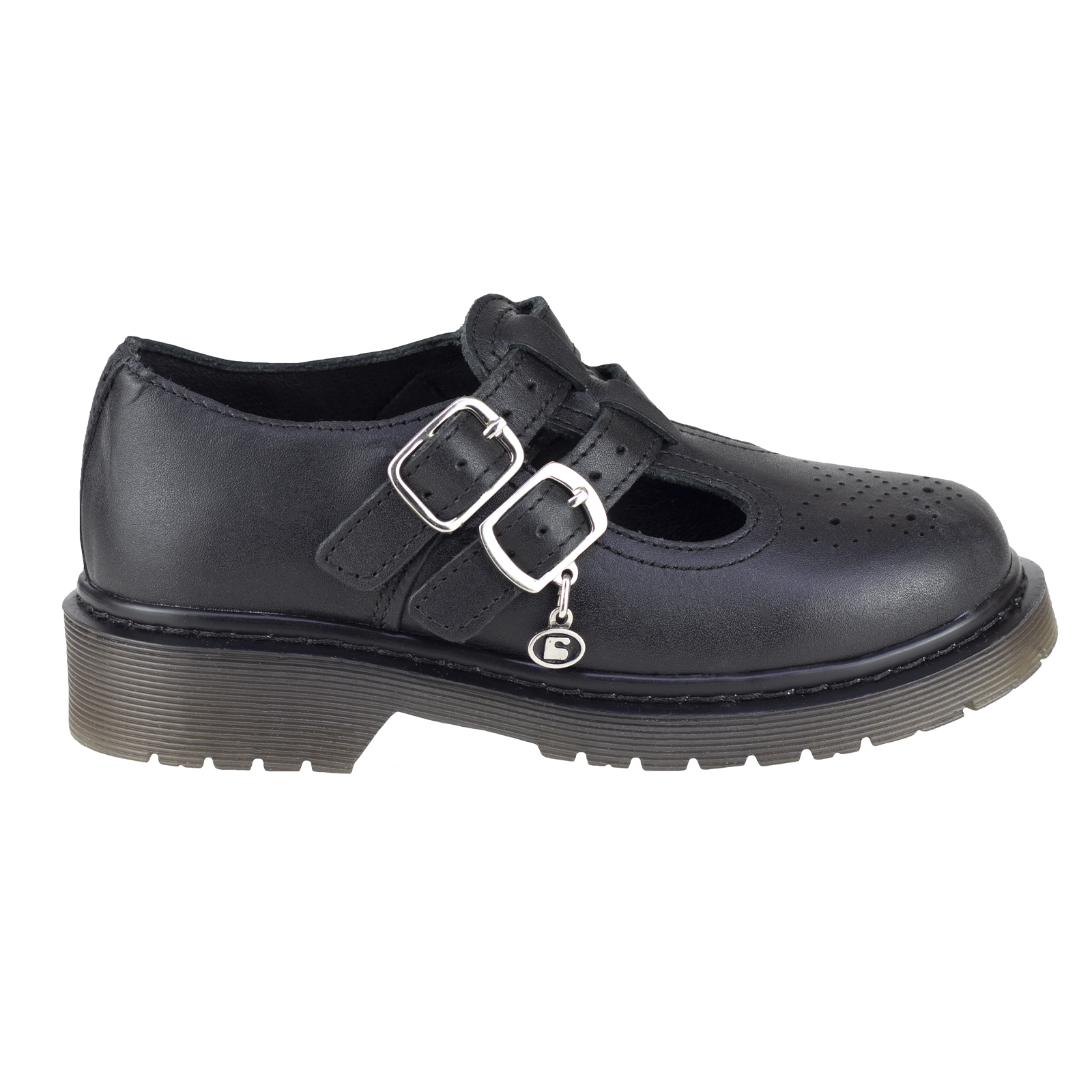 Zapato Escolar Para Niña Coqueta 59003a Negro Doble Hebilla Puente Con Arco Longitudinal