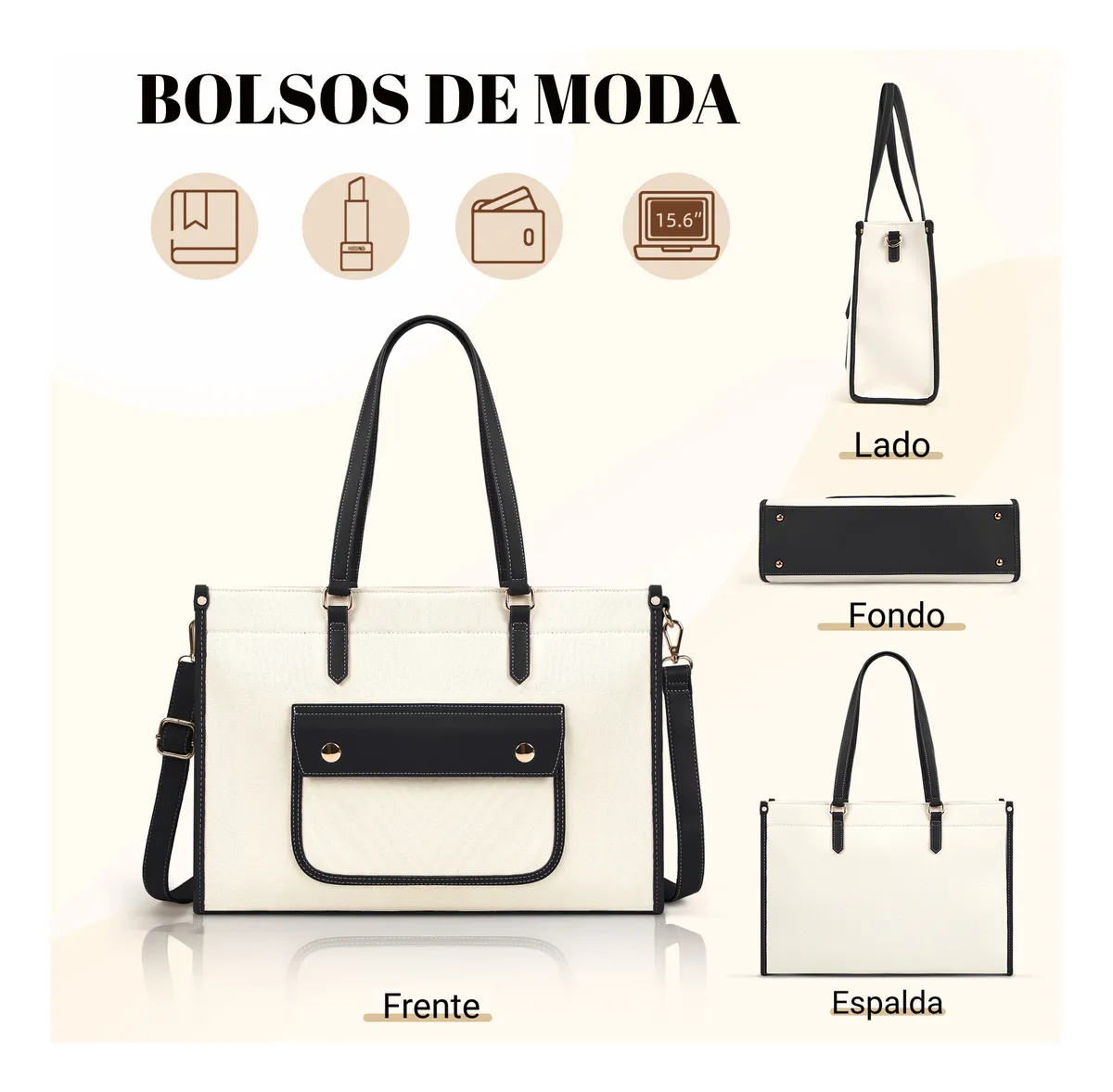 Elegante Tote Bolsa Para Laptop 15.6 Casual De Bolsa De Lona