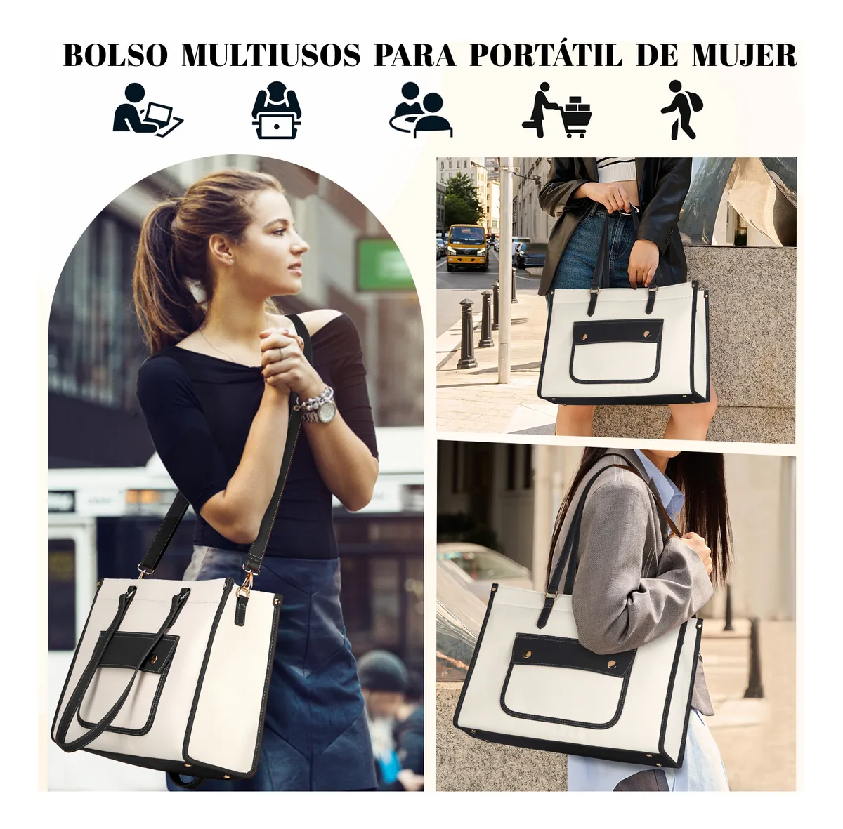 Elegante Tote Bolsa Para Laptop 15.6 Casual De Bolsa De Lona