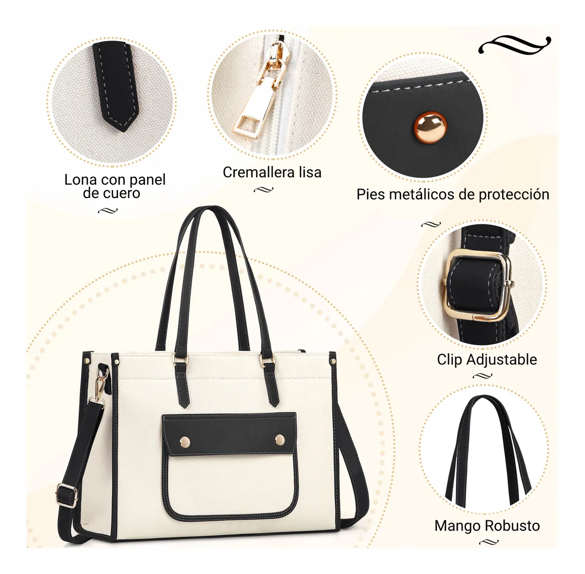 Elegante Tote Bolsa Para Laptop 15.6 Casual De Bolsa De Lona