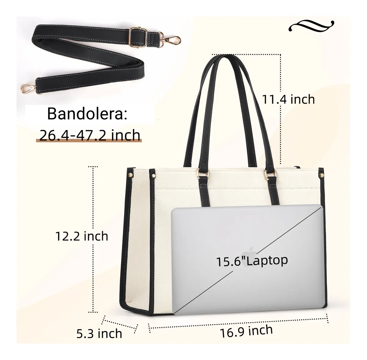 Elegante Tote Bolsa Para Laptop 15.6 Casual De Bolsa De Lona