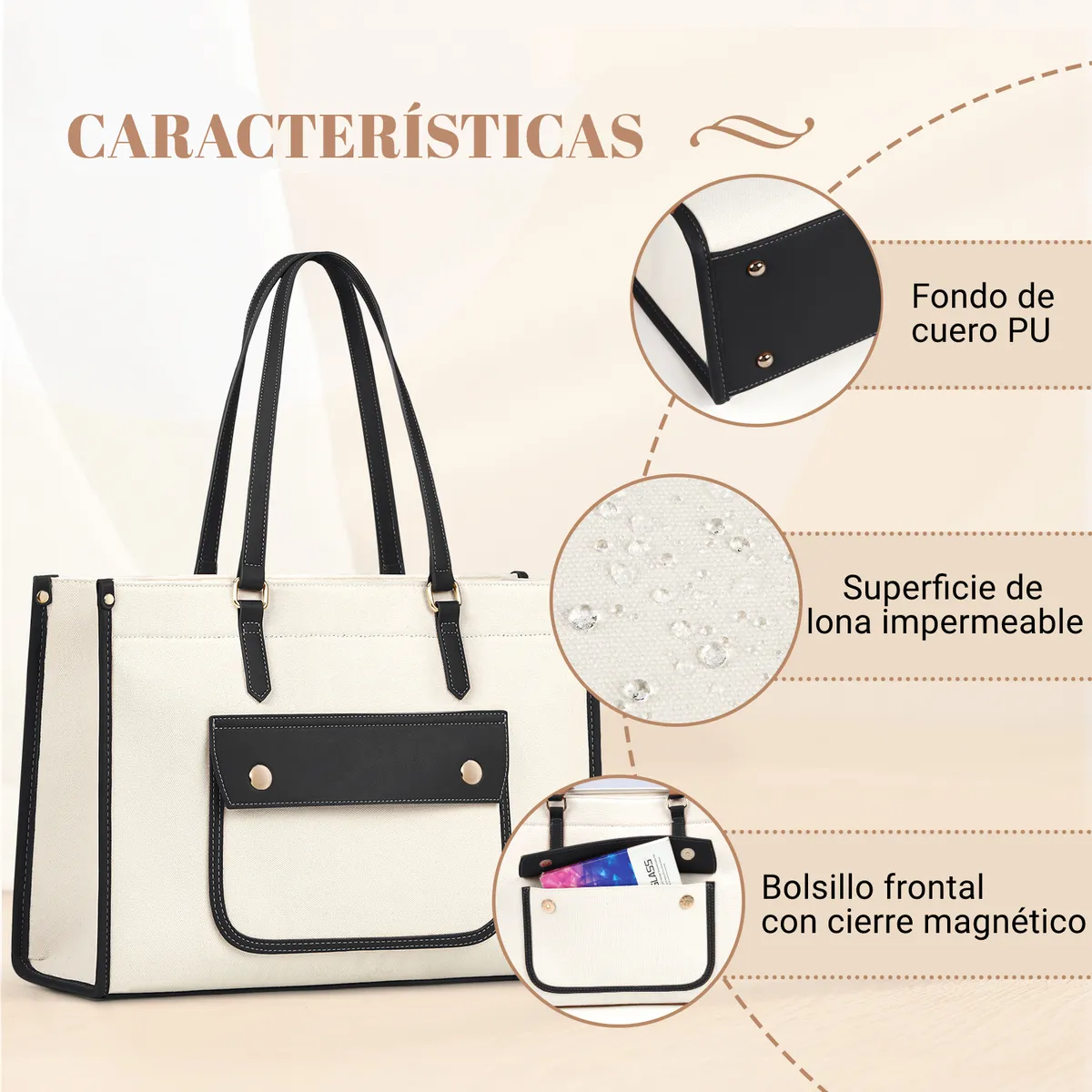Elegante Tote Bolsa Para Laptop 15.6 Casual De Bolsa De Lona